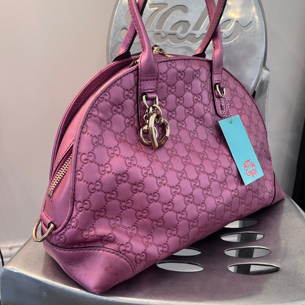 Gucci Heartbit Pink Embossed Guccissima Bag