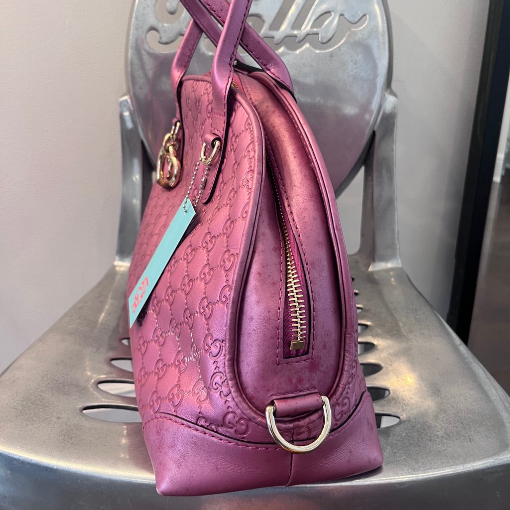 Gucci Heartbit Pink Embossed Guccissima Bag