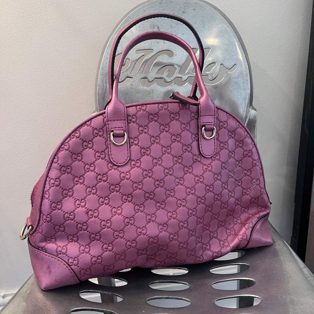 Gucci Heartbit Pink Embossed Guccissima Bag