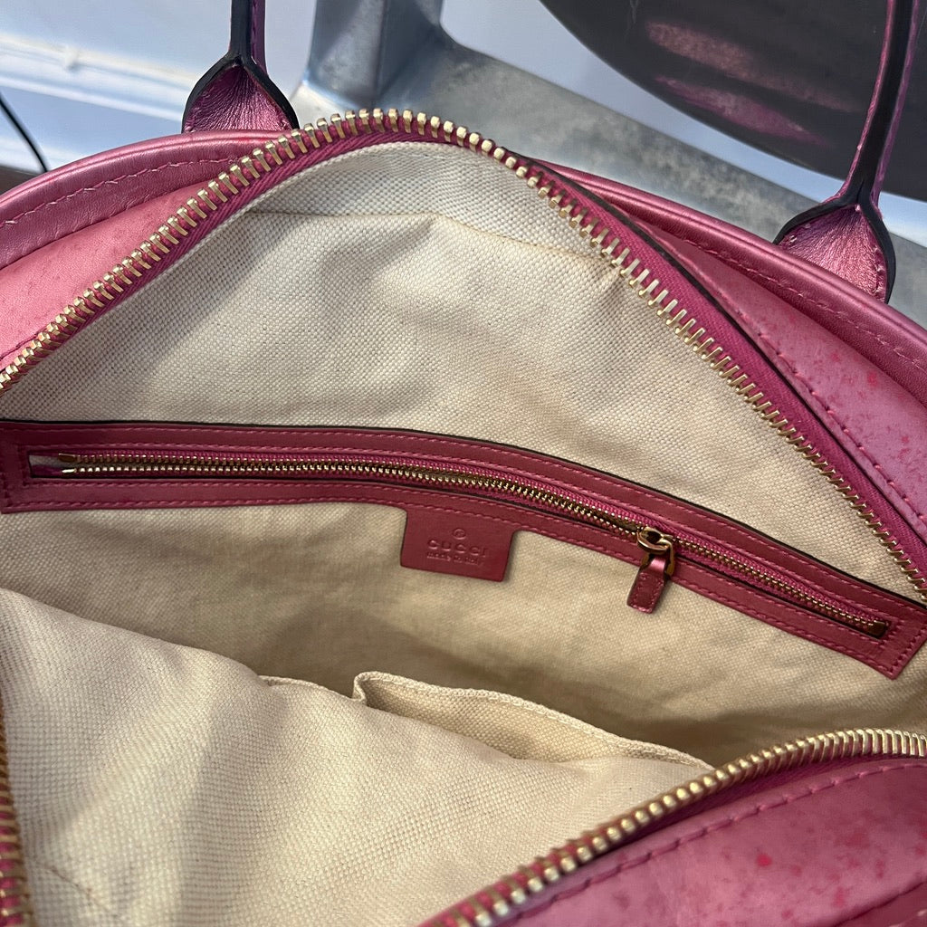 Gucci Heartbit Pink Embossed Guccissima Bag