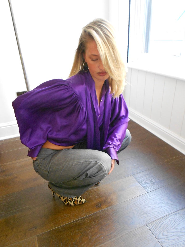 Thierry Mugler Purple Silk Shirt