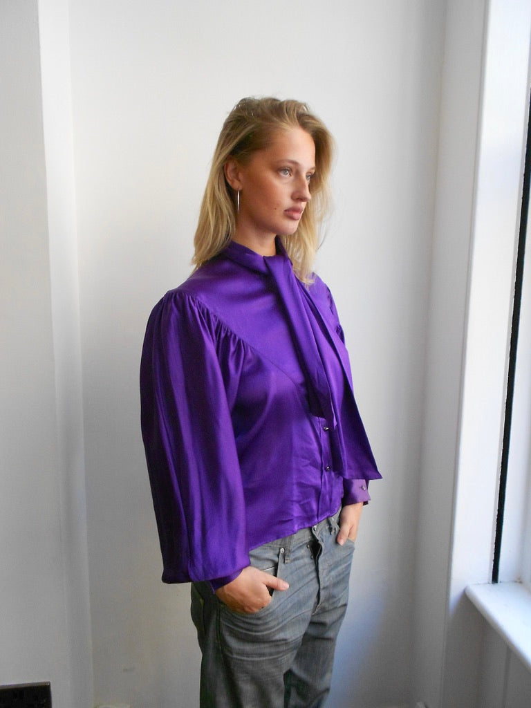 Thierry Mugler Purple Silk Shirt