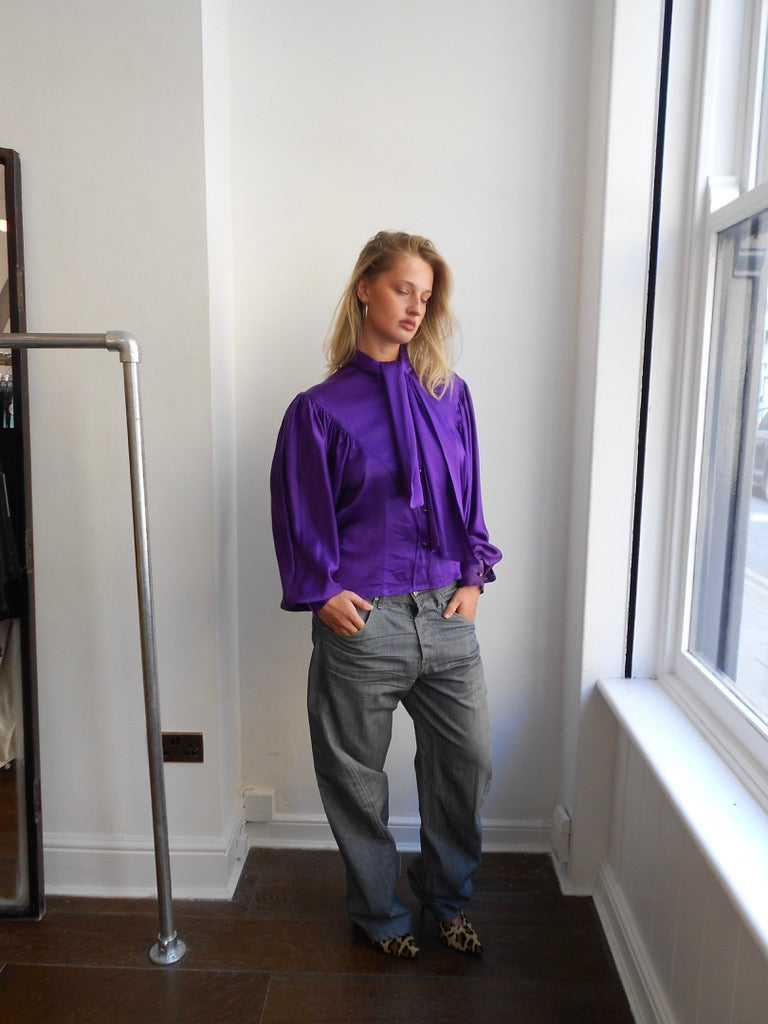 Thierry Mugler Purple Silk Shirt