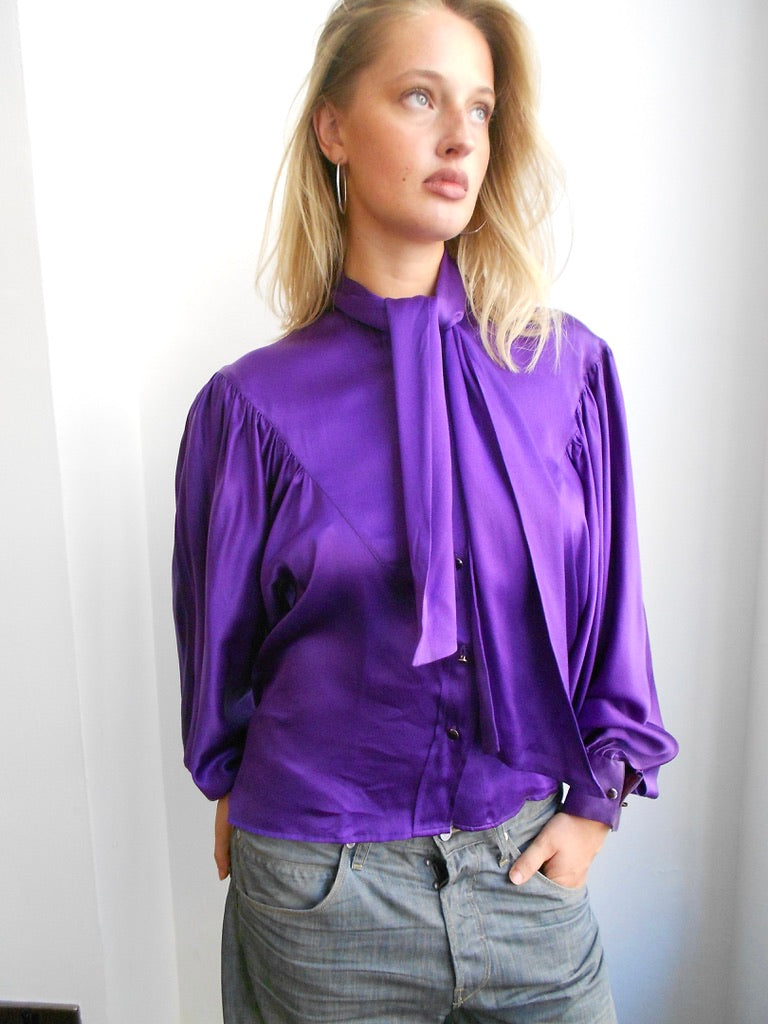 Thierry Mugler Purple Silk Shirt