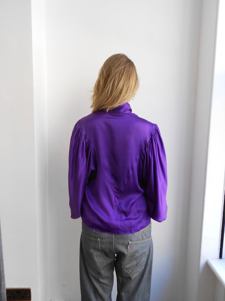 Thierry Mugler Purple Silk Shirt