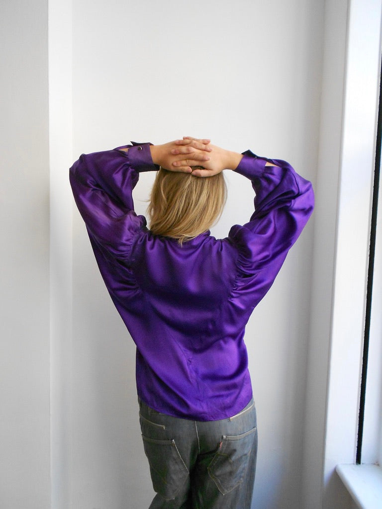 Thierry Mugler Purple Silk Shirt
