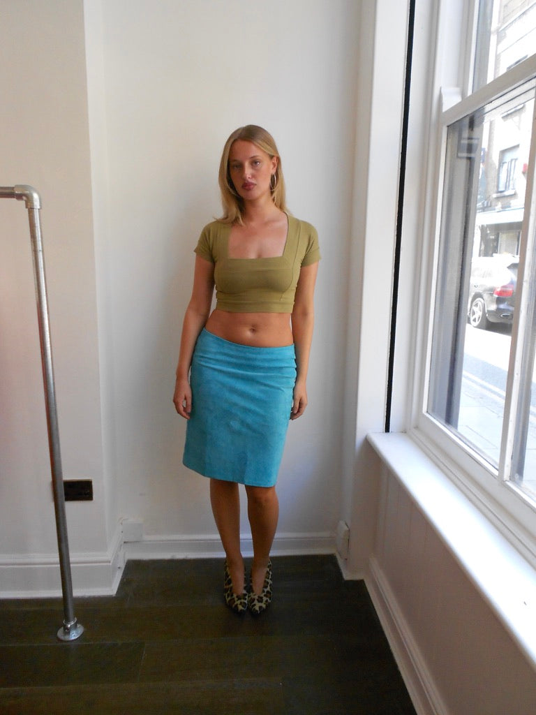 Plein Sud Khaki Squared Neck Top