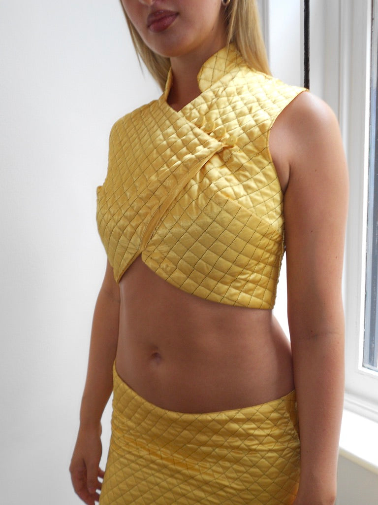 80's Quilted Yellow Set