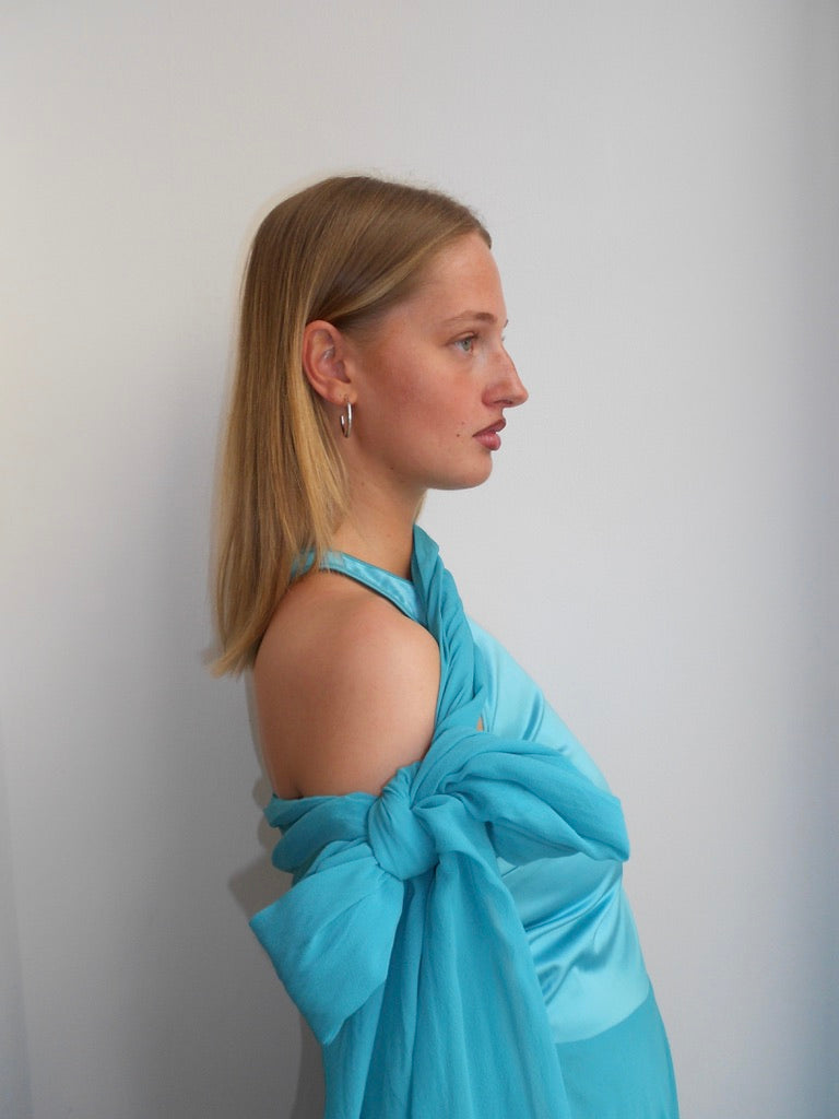 Versace Teal Silk Dress