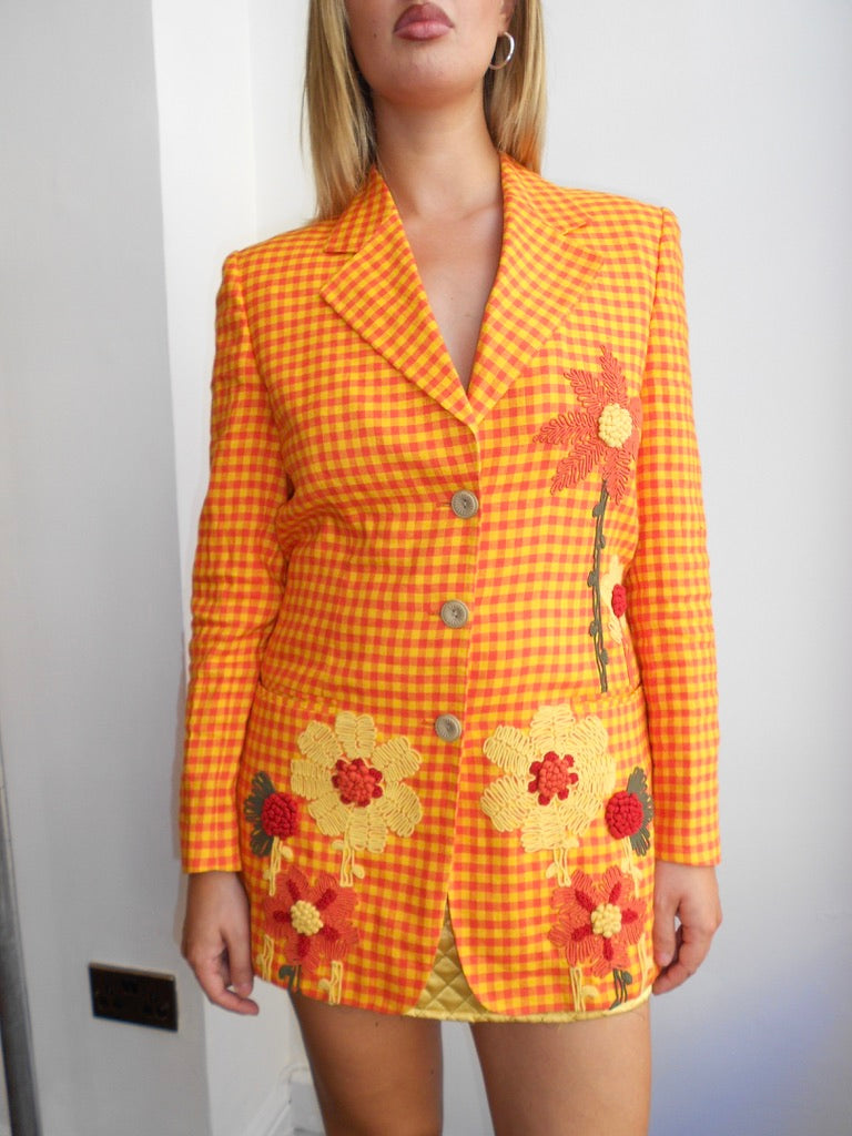 Cento x Cento by Iceberg Orange Checker Board Blazer
