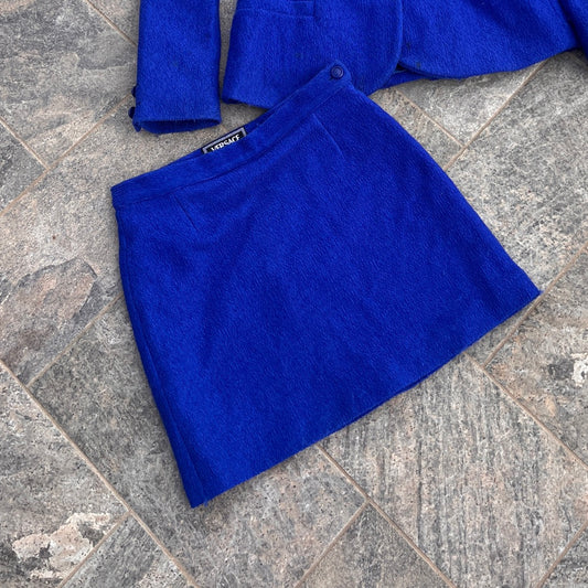 Versace Jeans Couture Textured Cobalt Blue Skirt