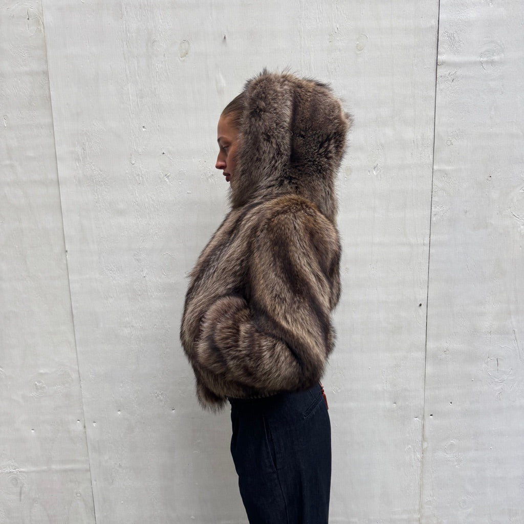 Vintage Fur Hooded Jacket