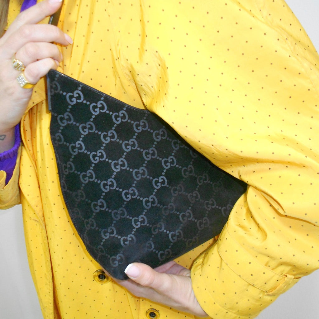 Gucci Suede Monogram Hobo Bag