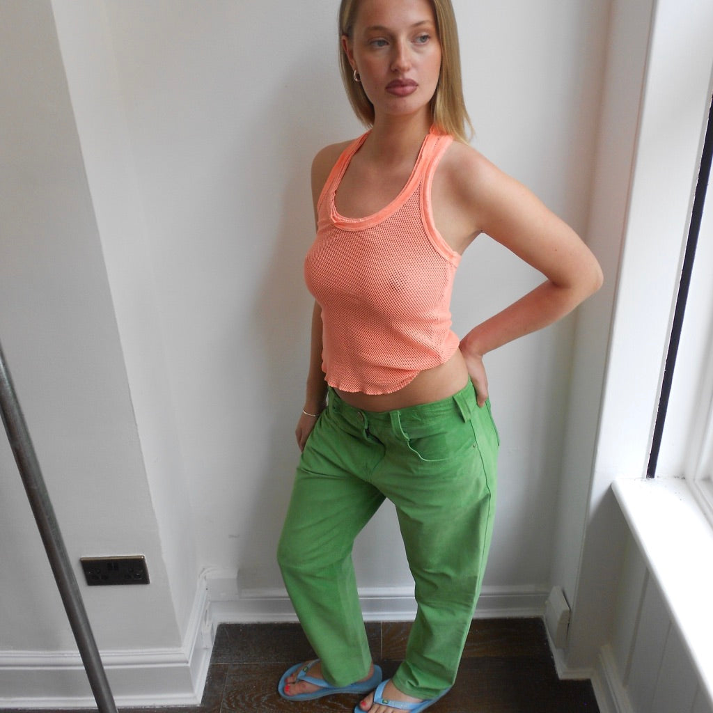 Green suede Trousers
