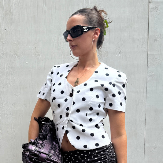 Polka Dot Short Sleeve Blazer
