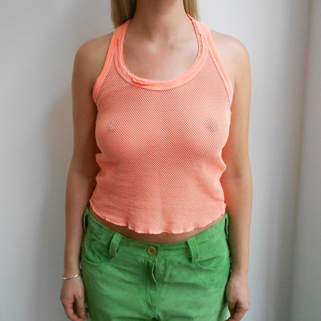 Coral Mesh Cropped Tank Top
