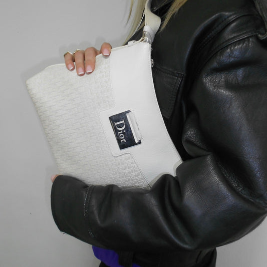 Christian Dior Trotter Canvas Shoulder Bag.