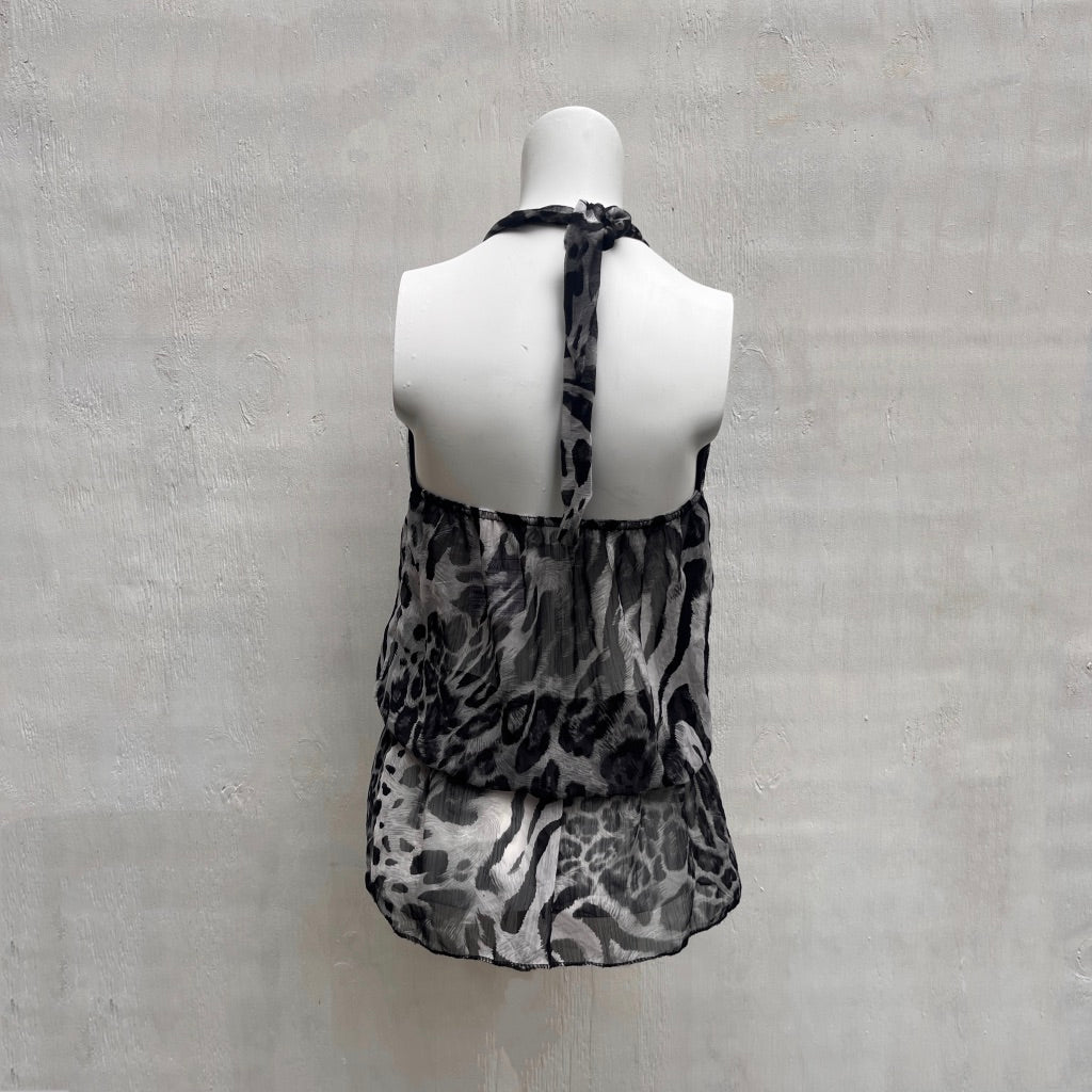Grey Leopard Print Halter Top