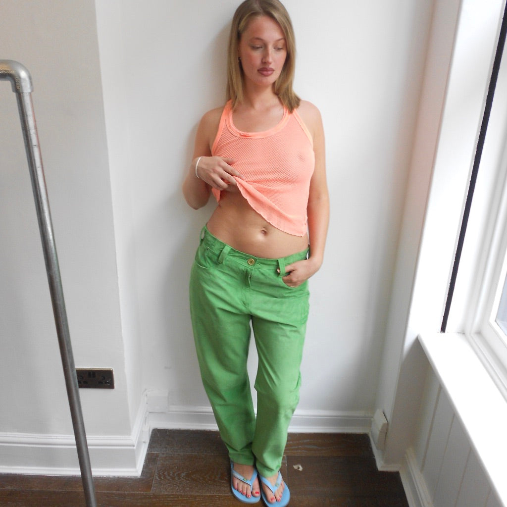 Green suede Trousers