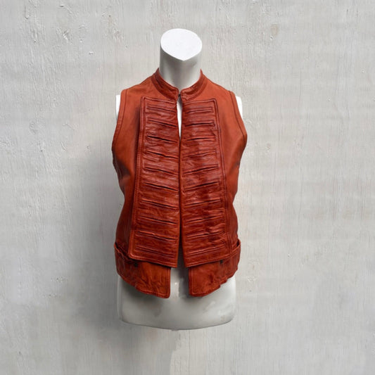 Plein Sud Orange Leather Gilet