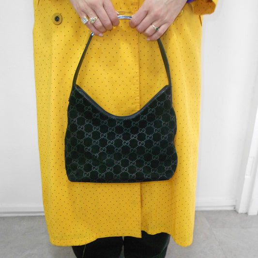 Gucci Suede Monogram Hobo Bag