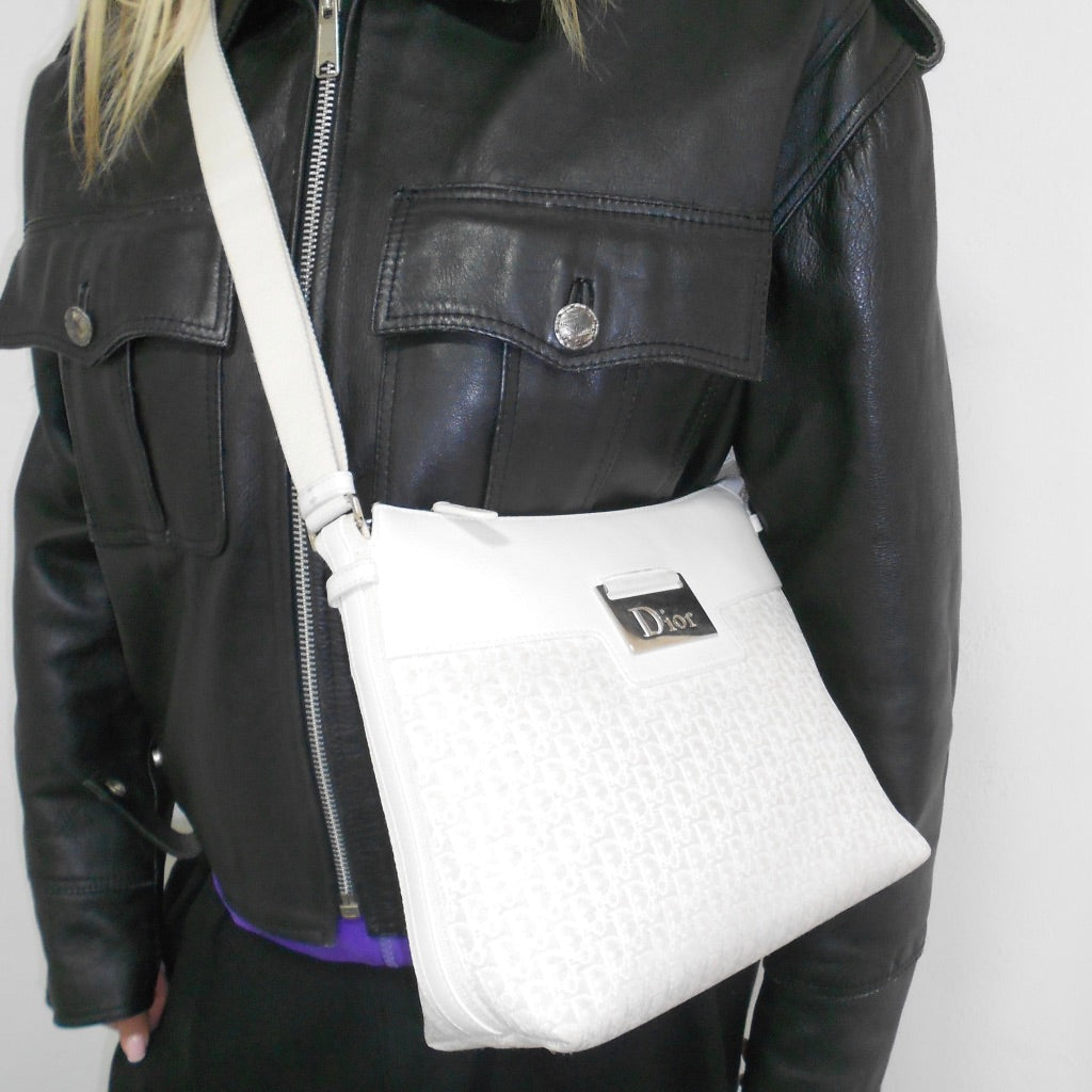 Christian Dior Trotter Canvas Shoulder Bag.