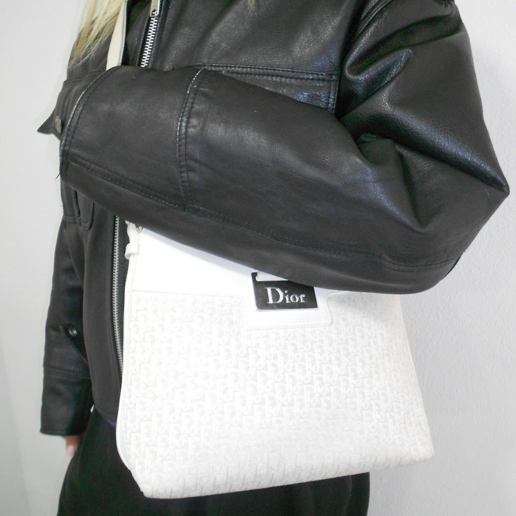 Christian Dior Trotter Canvas Shoulder Bag.