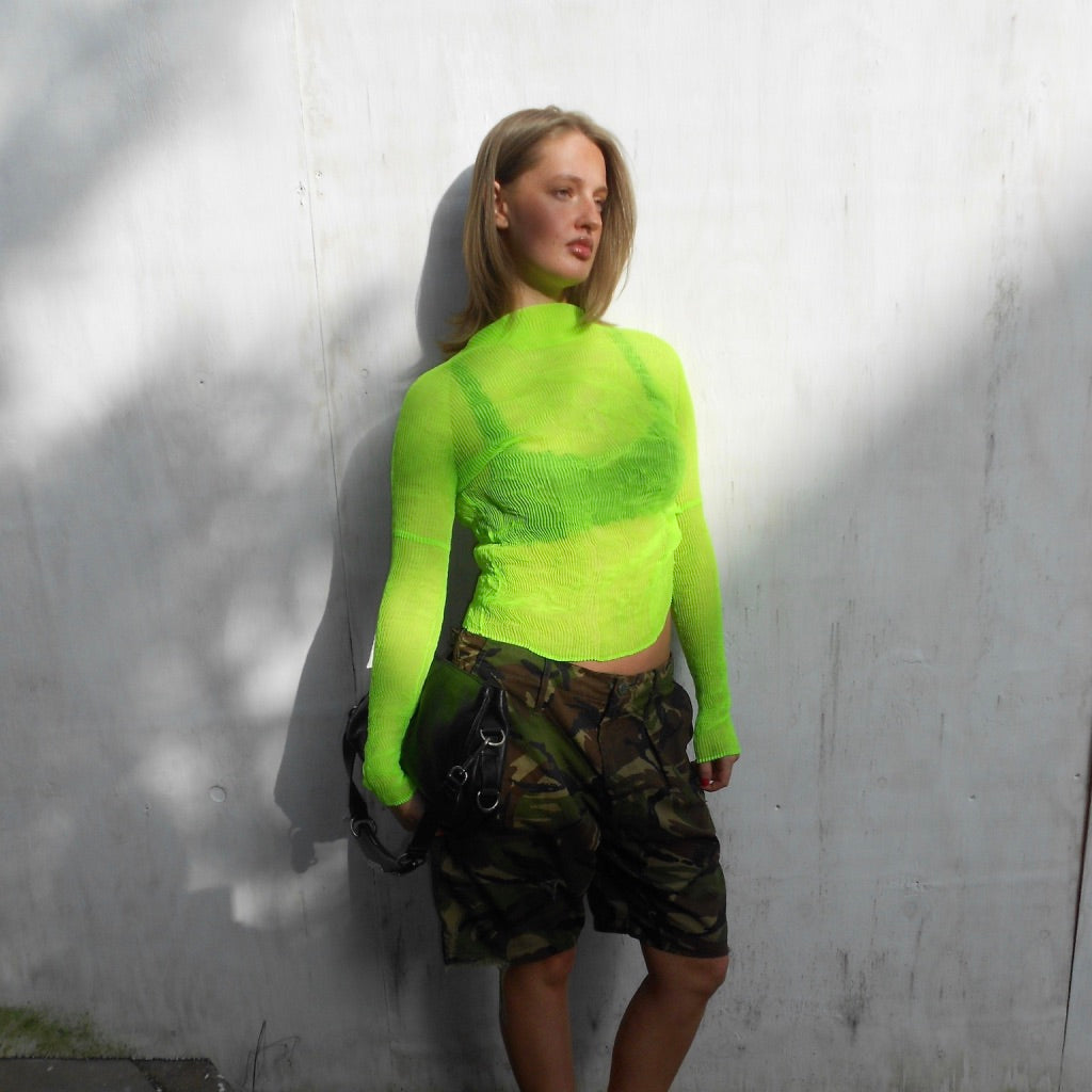 Issey Miyake Lime Green Pleats Please Top