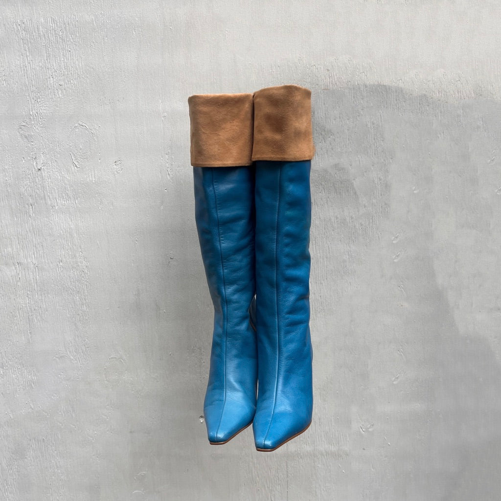 Blue Leather Boots