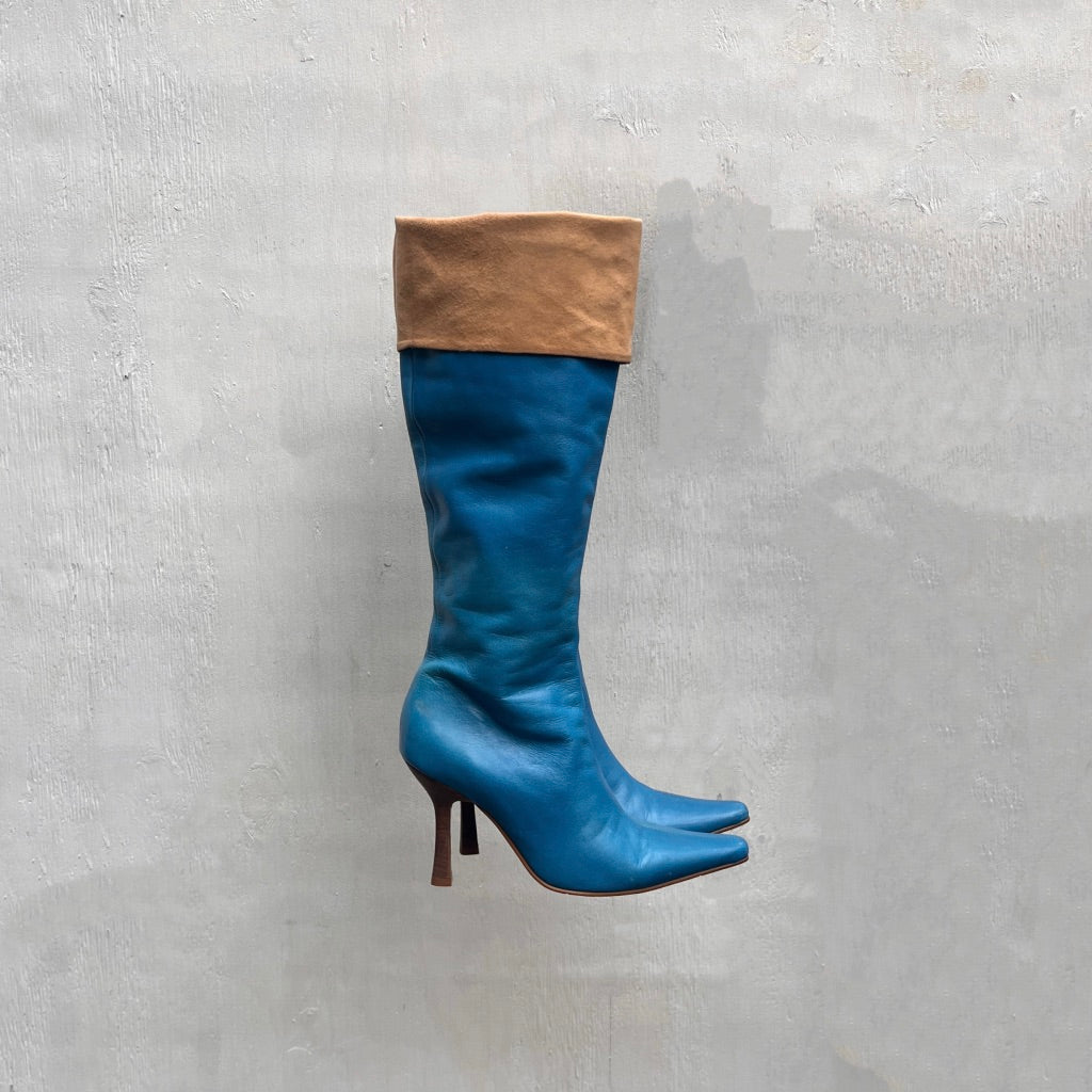 Blue Leather Boots