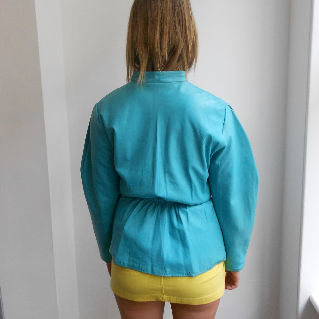 80's Turquoise Leather Jacket
