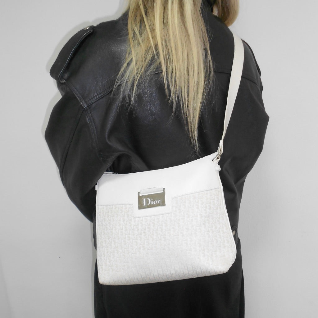 Christian Dior Trotter Canvas Shoulder Bag.