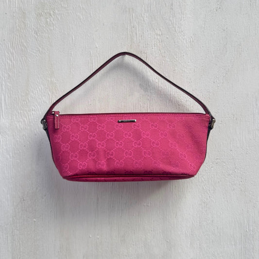 Gucci Pink GG Monogram Boat Pochette  Bag
