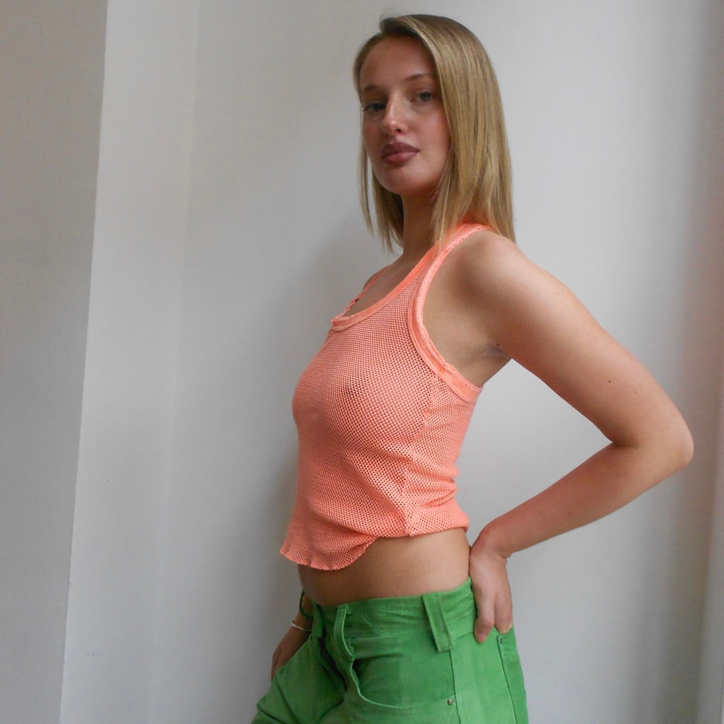 Coral Mesh Cropped Tank Top